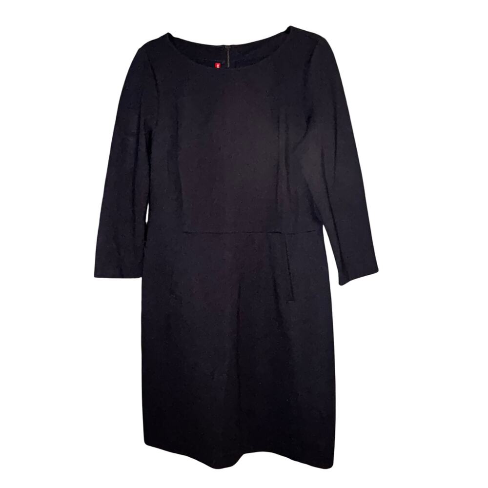 SPANX Blue Ponte Compression Dress Long Sleeve Zip Accents L Fitted Contemporary
